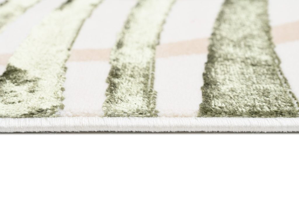 Teppich Golden Creme Beige Grün Blätter