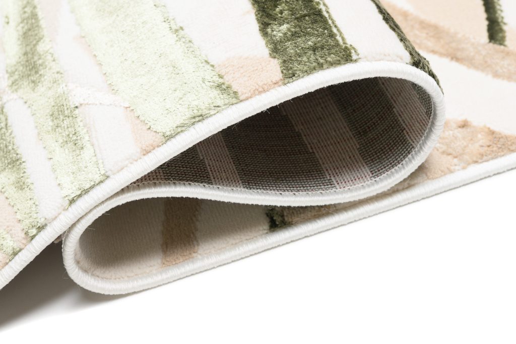 Teppich Golden Creme Beige Grün Blätter