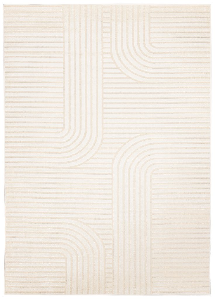 Teppich Outdoor Patio Creme Geometrisch