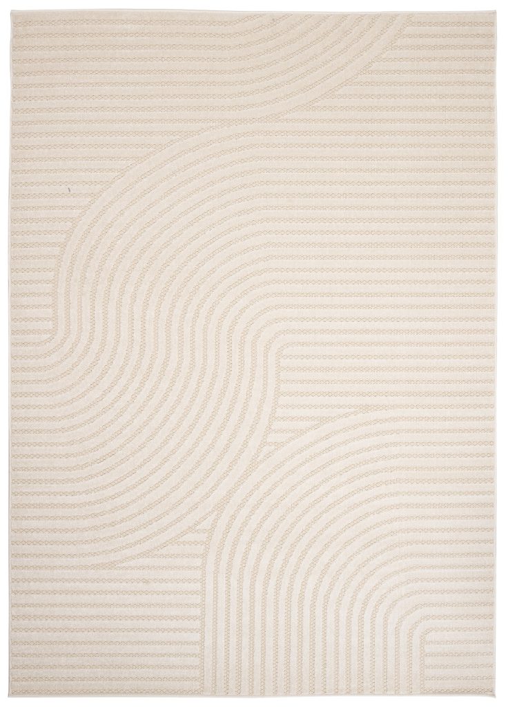 Teppich Outdoor Patio Creme Linien