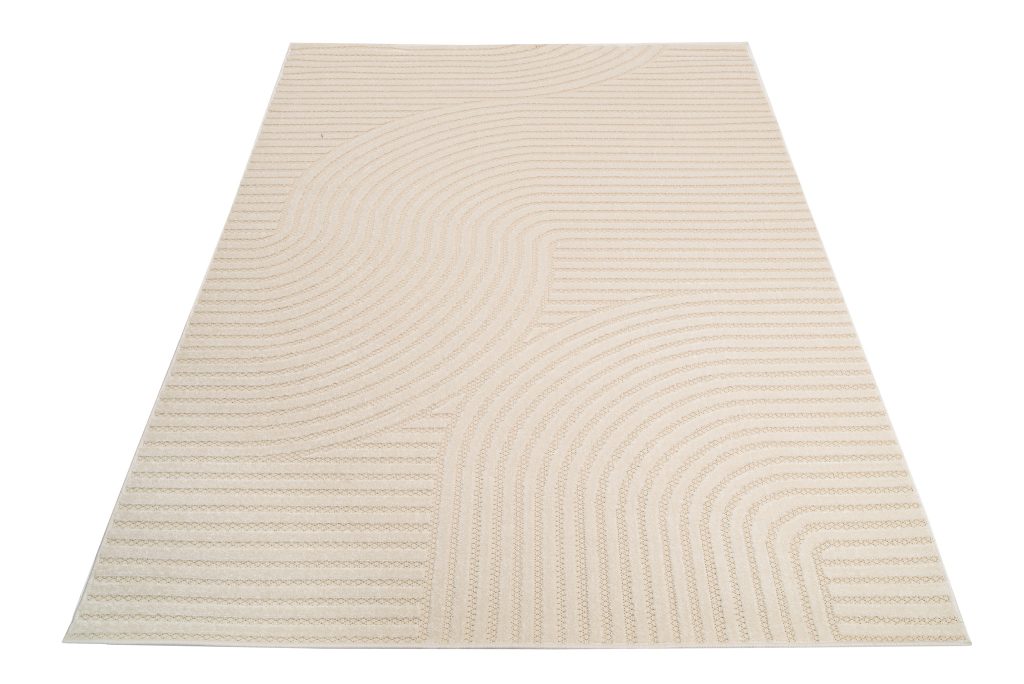 Teppich Outdoor Patio Creme Linien