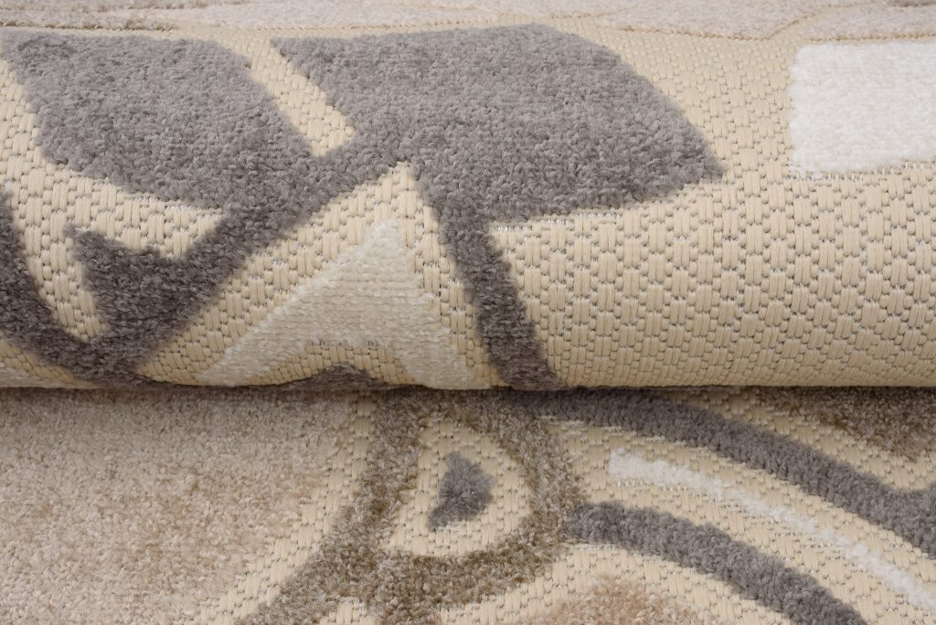 Teppich Outdoor Patio Creme Grau Blumen