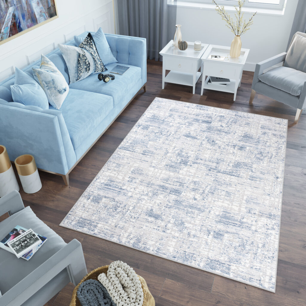Teppich Sky Blau Grau Abstrakt Streifen