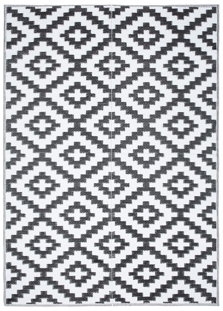 Teppich Ibiza Outdoor Beidseitig Wasserdicht Schwarz Weiß
