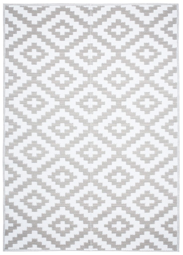 Teppich Ibiza Outdoor Beidseitig Wasserdicht Grau Weiß