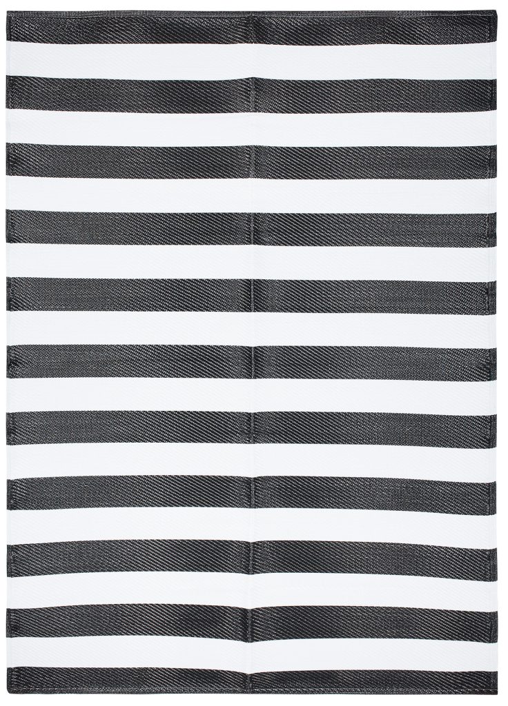 Teppich Ibiza Outdoor Beidseitig Wasserdicht Schwarz Weiß Streifen