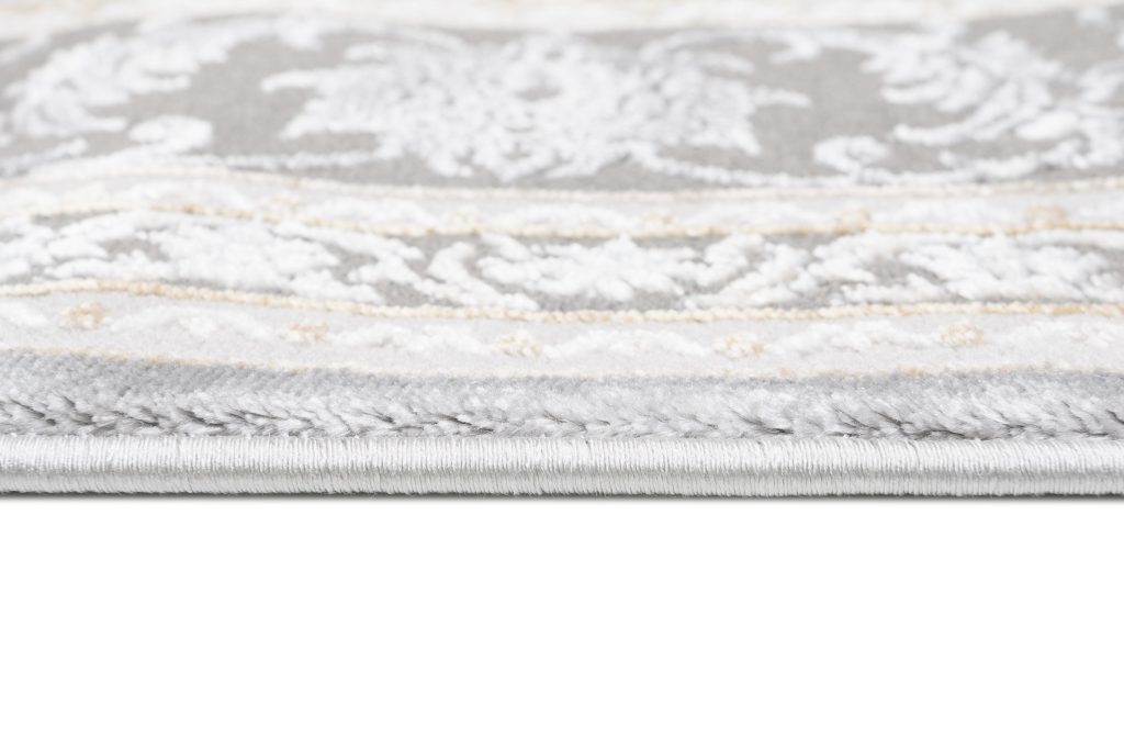 Teppich Hera Grau Creme Beige Rosette 3D-Effekt