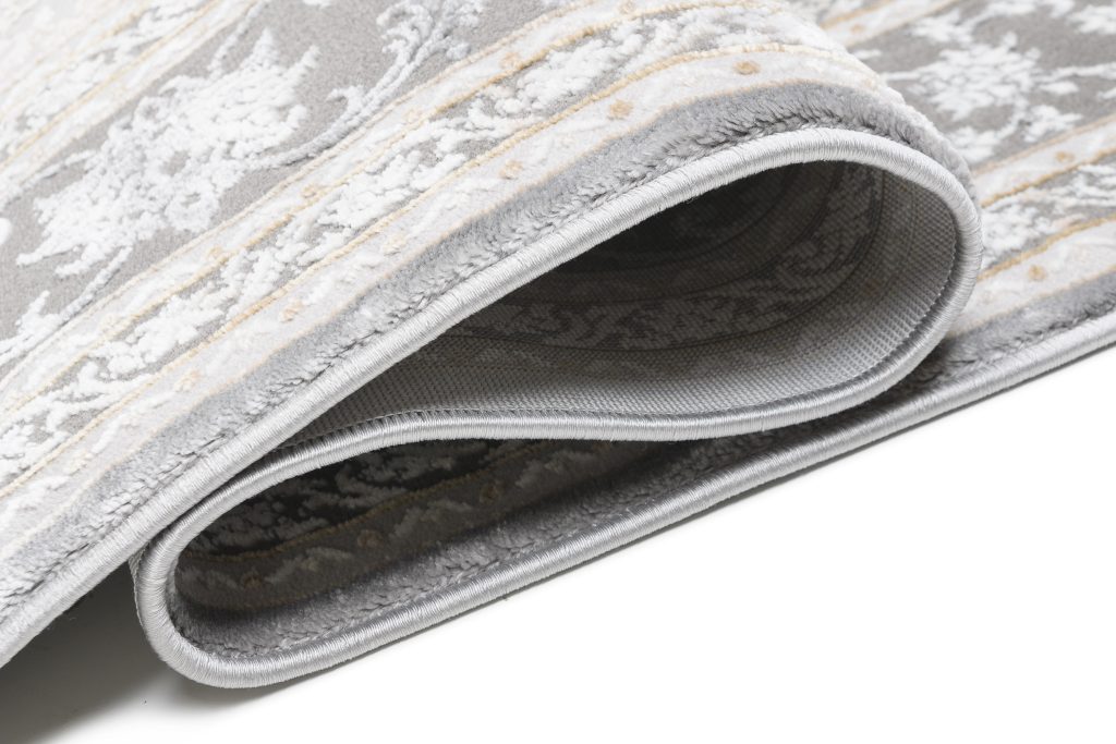Teppich Hera Grau Creme Beige Rosette 3D-Effekt