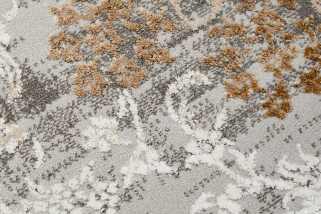 Teppich Hera Grau Beige Creme Rosette 3D-Effekt