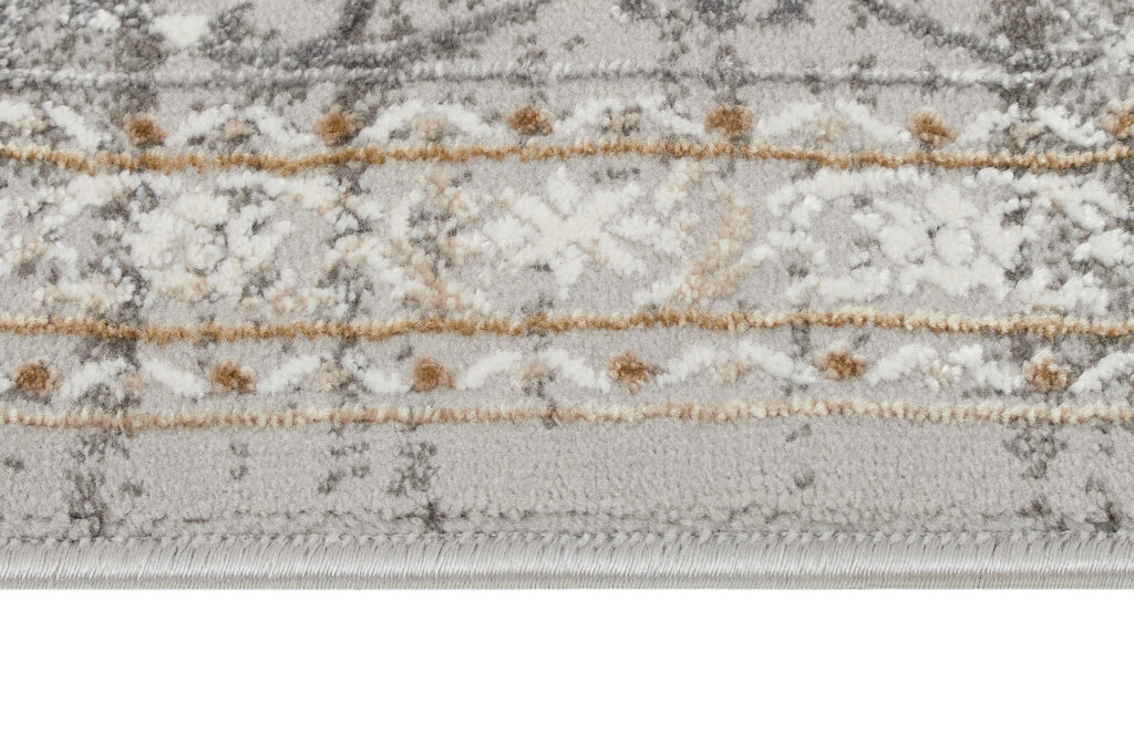 Teppich Hera Grau Beige Creme Rosette 3D-Effekt