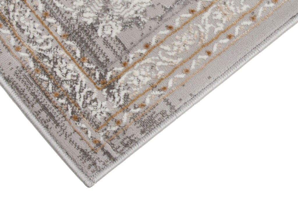 Teppich Hera Grau Beige Creme Rosette 3D-Effekt