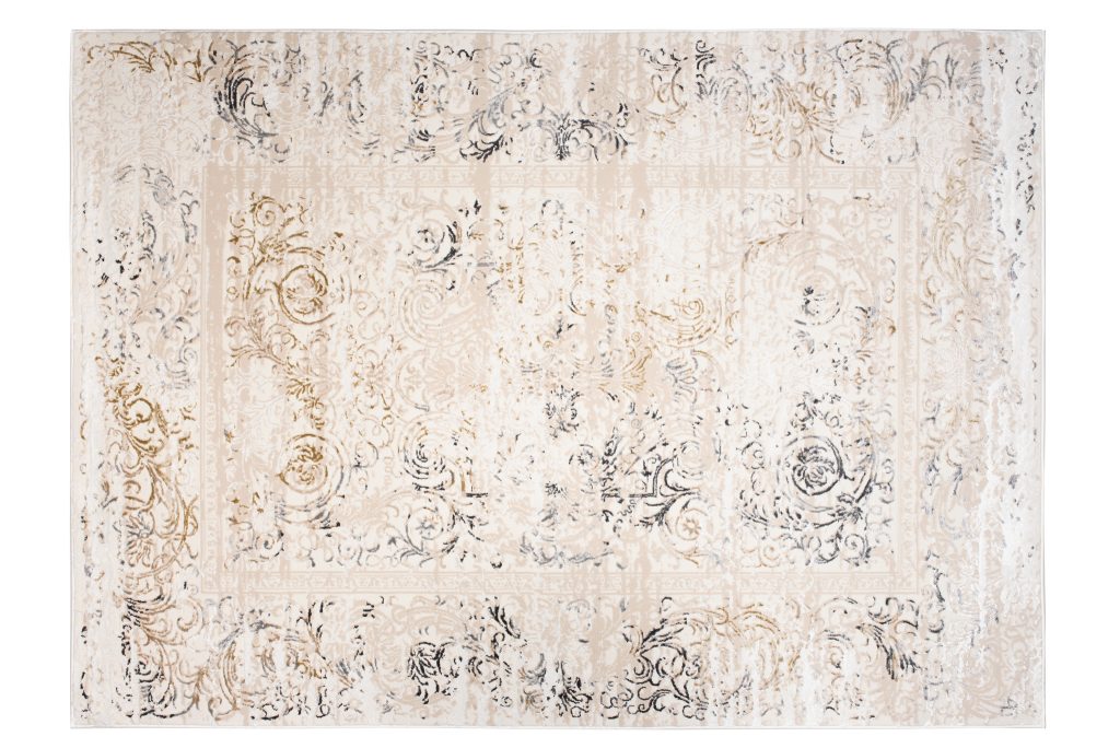 Teppich Hera Beige Creme Grau Vintage Ornamente 3D-Effekt