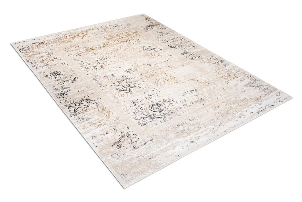 Teppich Hera Beige Creme Grau Vintage Ornamente 3D-Effekt
