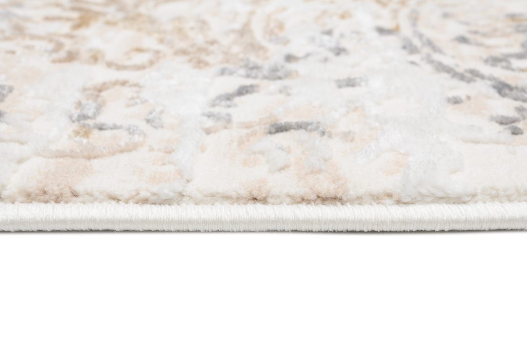 Teppich Hera Beige Creme Grau Vintage Ornamente 3D-Effekt