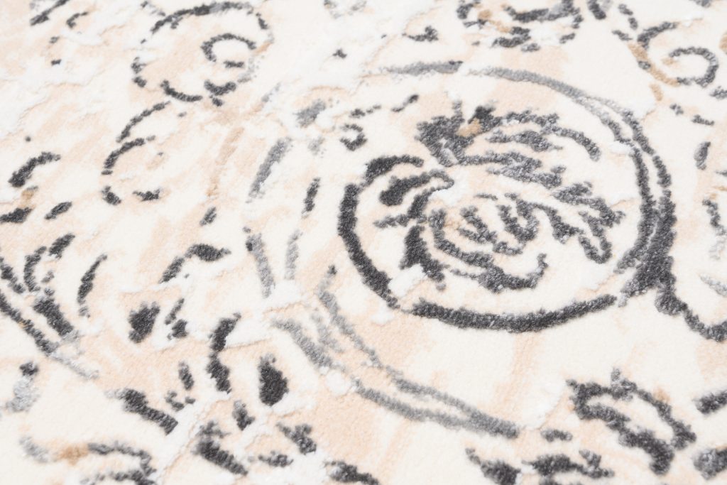 Teppich Hera Beige Creme Grau Vintage Ornamente 3D-Effekt