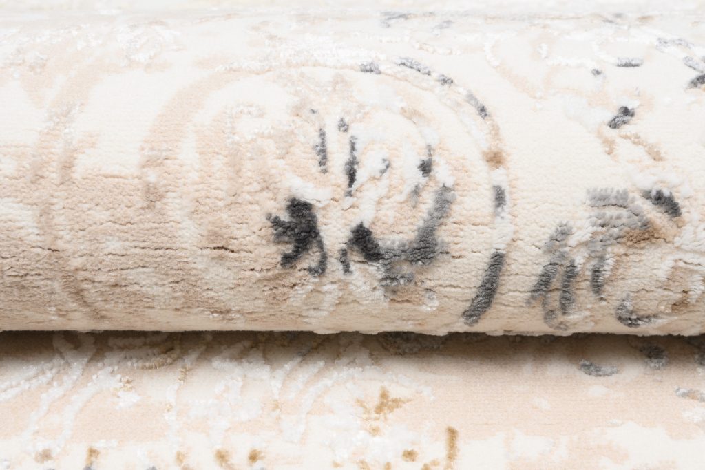 Teppich Hera Beige Creme Grau Vintage Ornamente 3D-Effekt