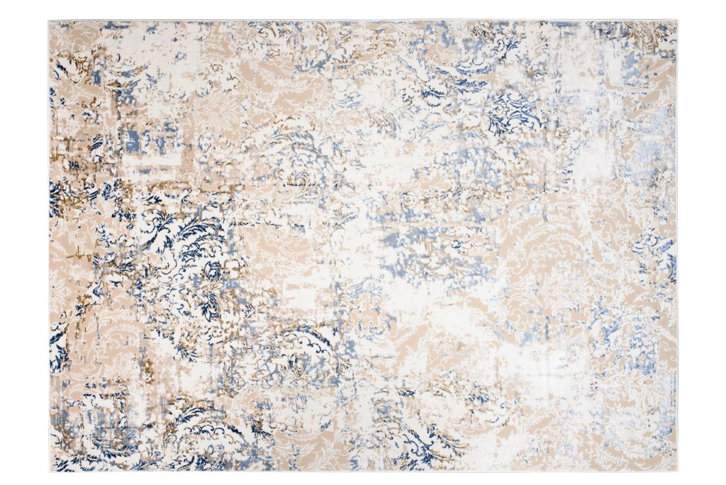 Teppich Hera Creme Beige Marineblau Ornamente 3D-Effekt