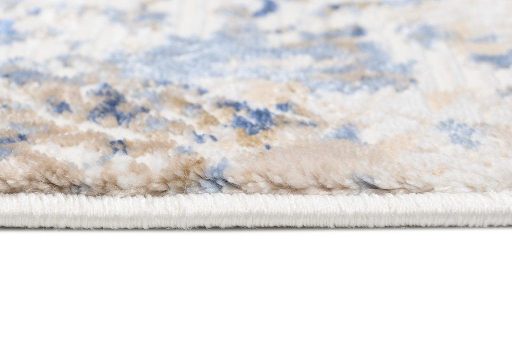 Teppich Hera Creme Beige Marineblau Ornamente 3D-Effekt