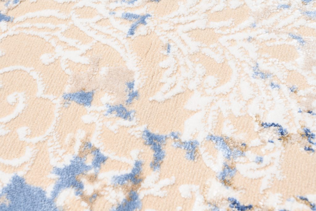 Teppich Hera Creme Beige Marineblau Ornamente 3D-Effekt