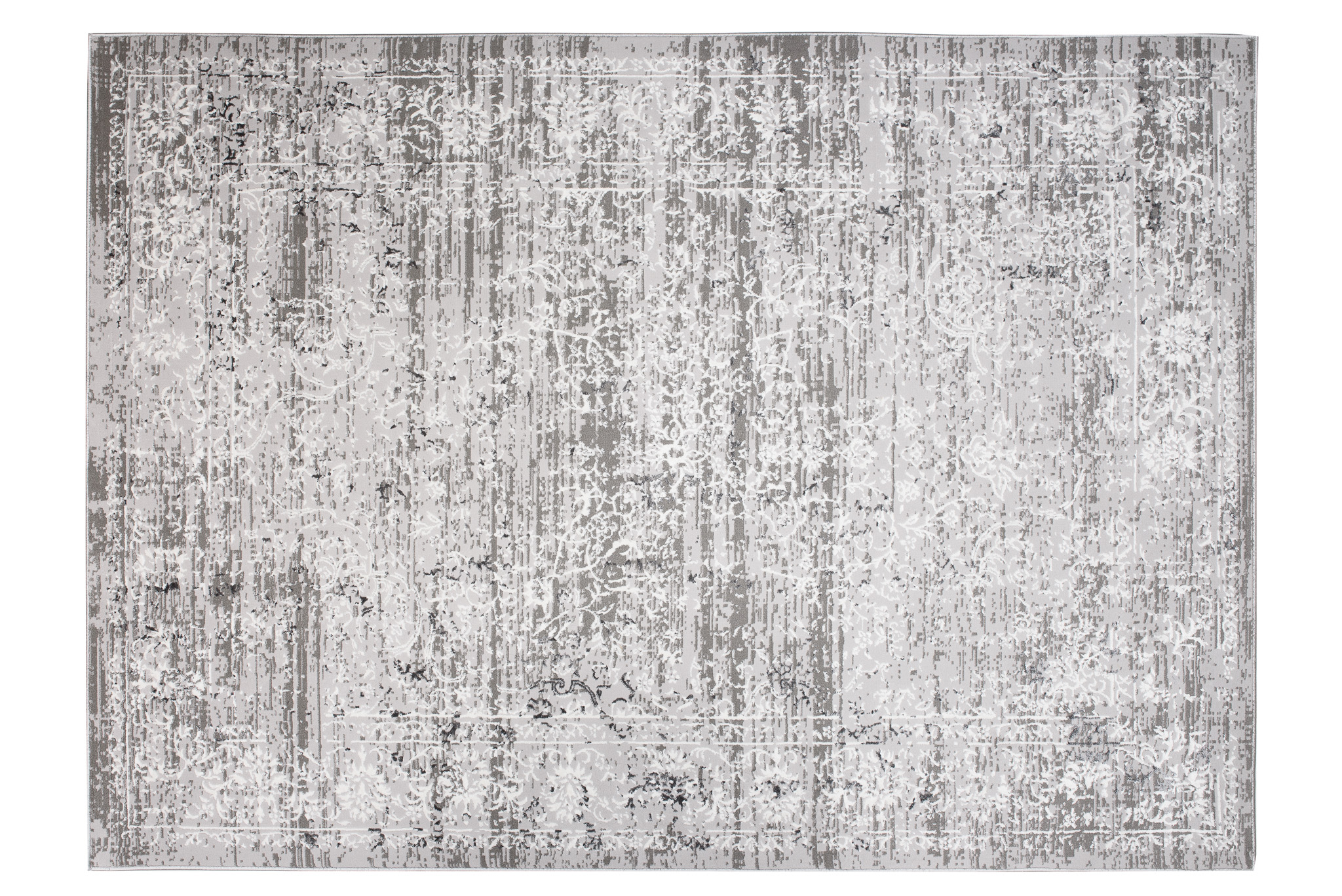 Teppich Hera Dunkel Grau Creme Ornamente 3D-Effekt