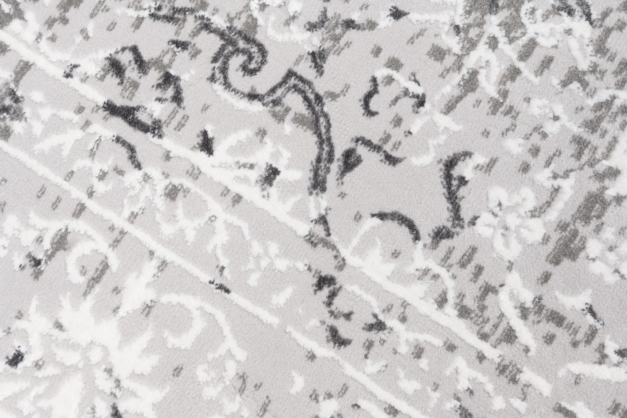 Teppich Hera Dunkel Grau Creme Ornamente 3D-Effekt