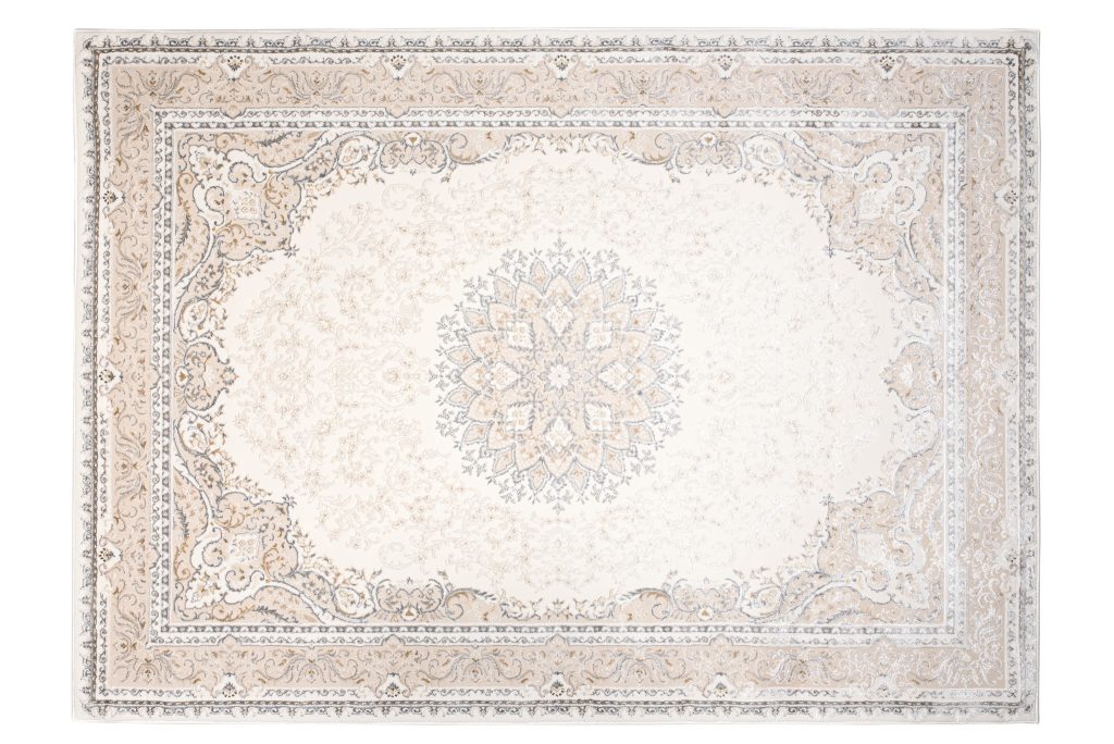 Teppich Hera Creme Beige Grau Vintage Medaillon 3D-Effekt