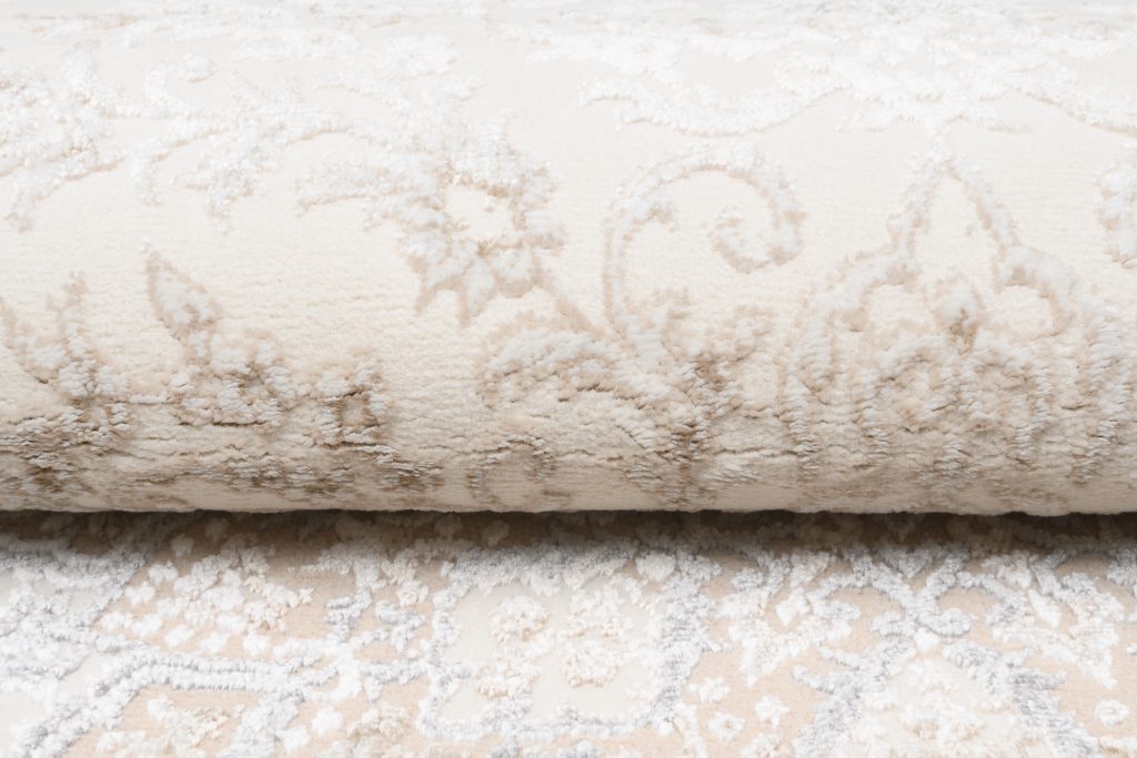 Teppich Hera Creme Beige Grau Vintage Medaillon 3D-Effekt