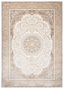 Teppich Hera Creme Beige Klassisch Rosette 3D-Effekt