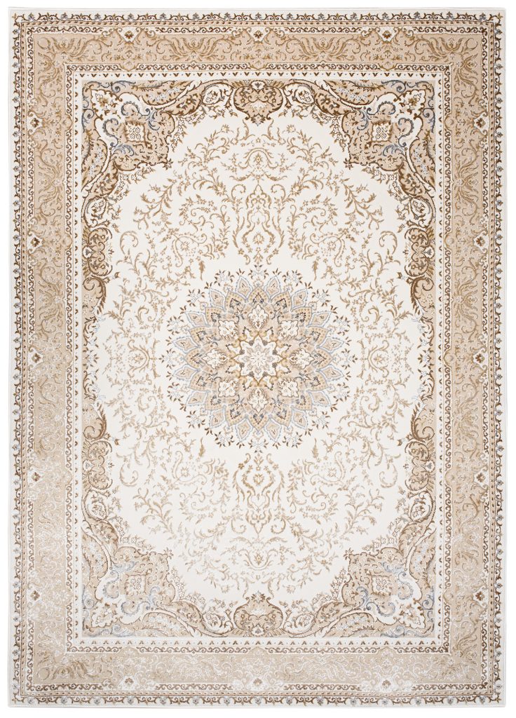 Teppich Hera Creme Beige Klassisch Rosette 3D-Effekt
