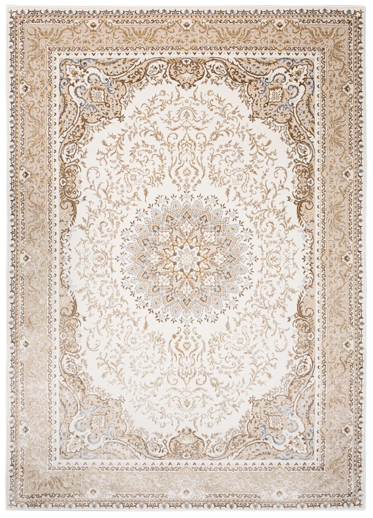 Teppich Hera Creme Beige Klassisch Rosette 3D-Effekt