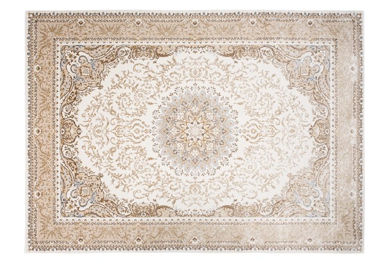 Teppich Hera Creme Beige Klassisch Rosette 3D-Effekt