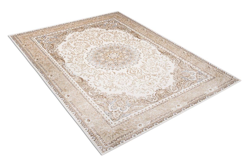 Teppich Hera Creme Beige Klassisch Rosette 3D-Effekt