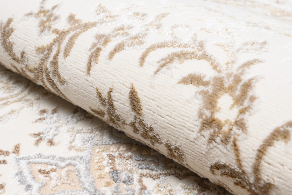 Teppich Hera Creme Beige Klassisch Rosette 3D-Effekt
