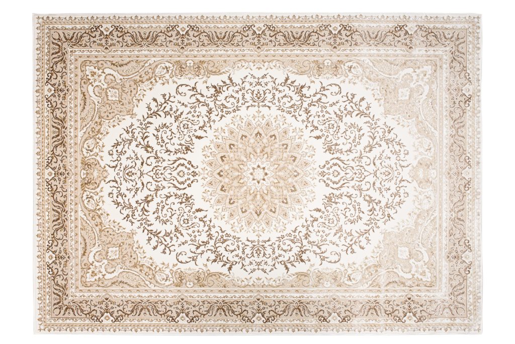 Teppich Hera Creme Braun Klassisch Rosette 3D-Effekt