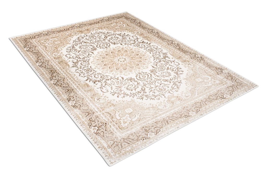 Teppich Hera Creme Braun Klassisch Rosette 3D-Effekt