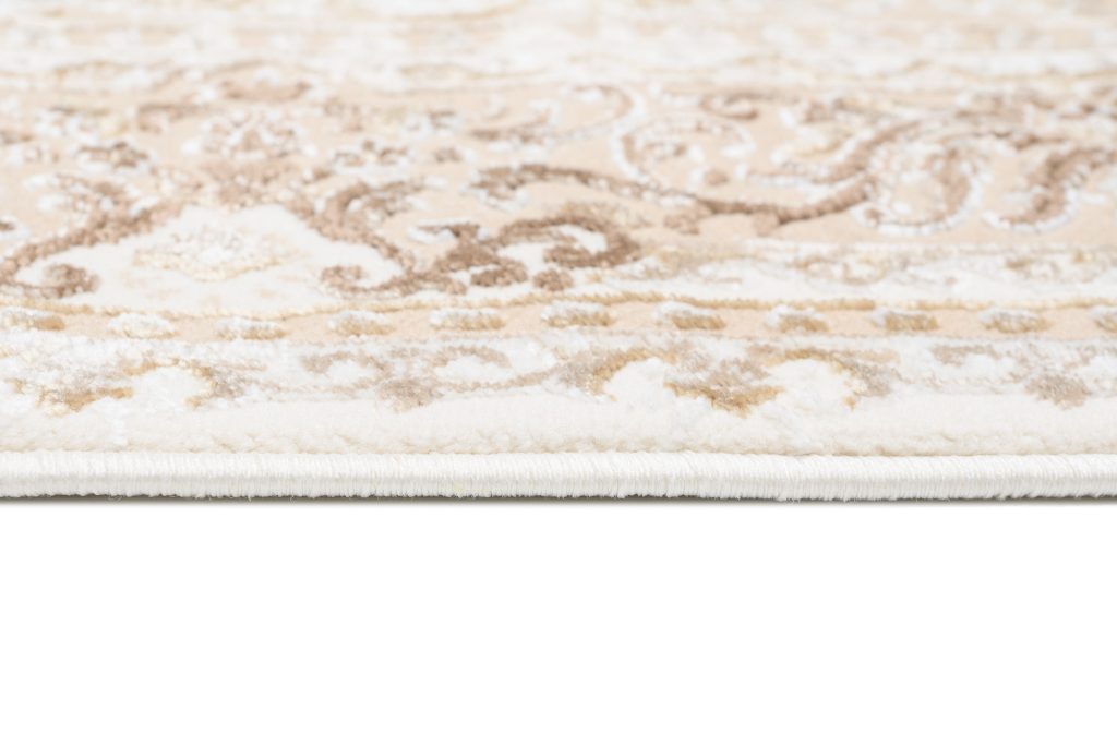Teppich Hera Creme Braun Klassisch Rosette 3D-Effekt