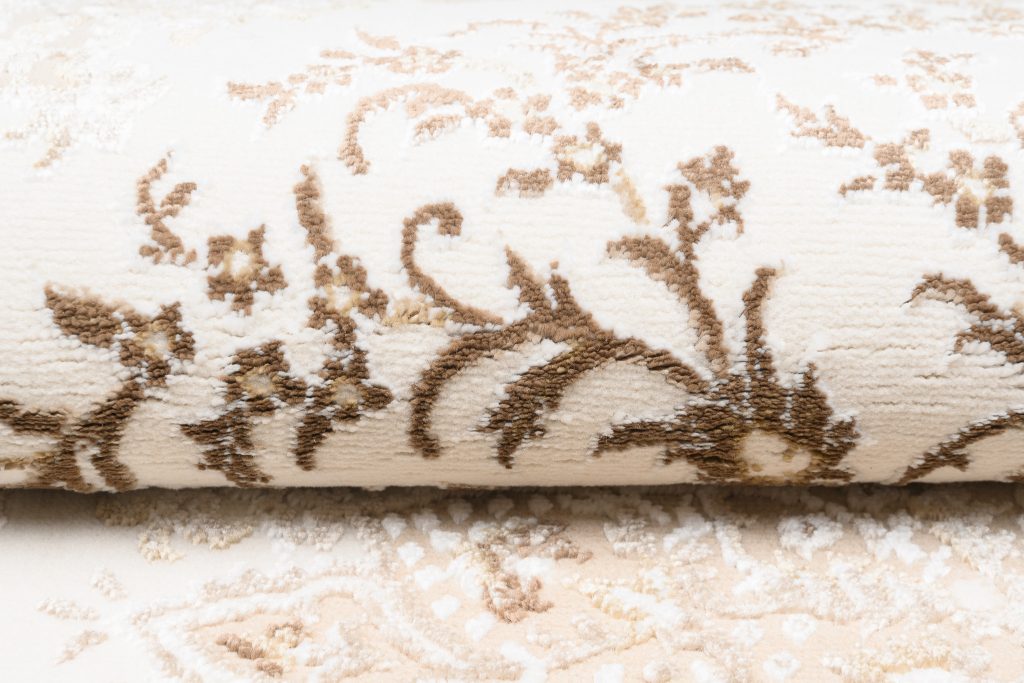 Teppich Hera Creme Braun Klassisch Rosette 3D-Effekt