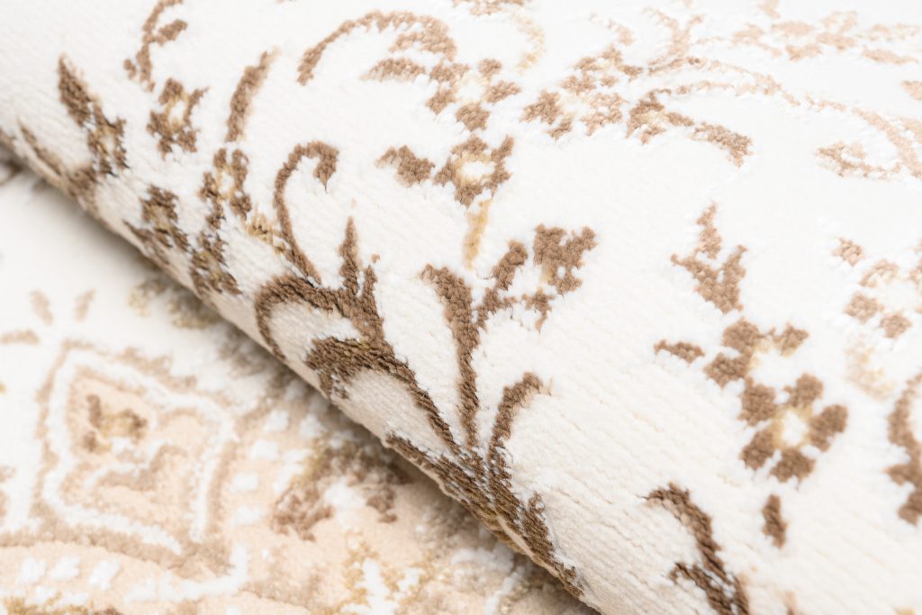 Teppich Hera Creme Braun Klassisch Rosette 3D-Effekt