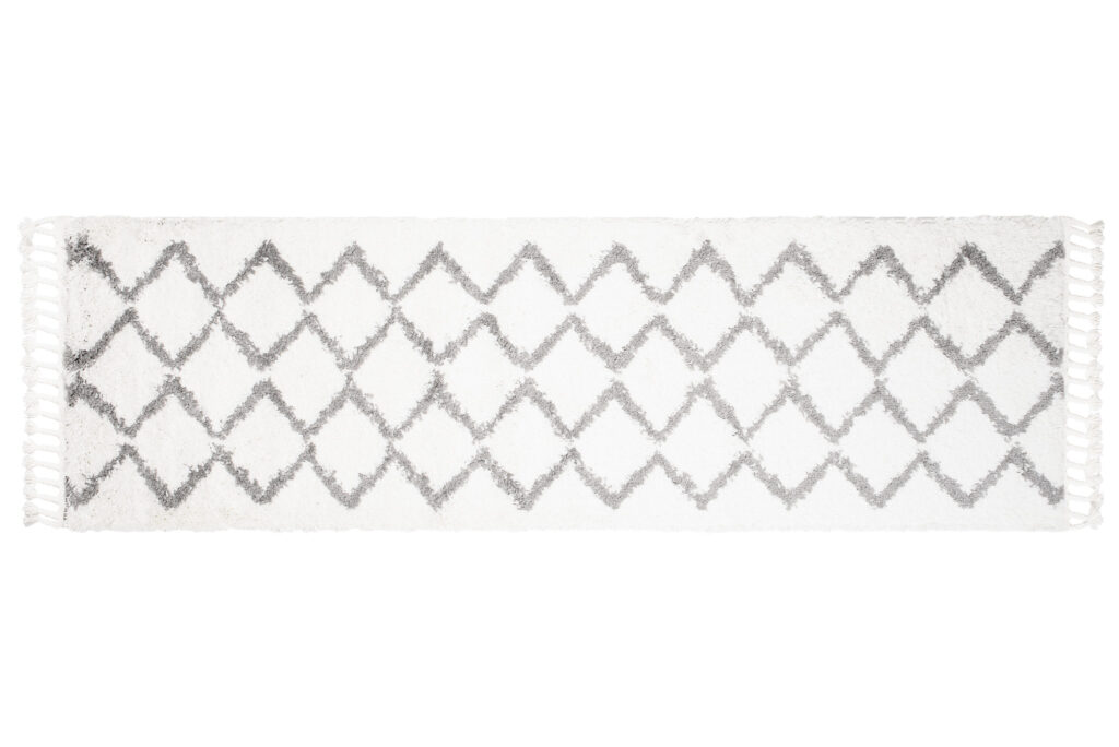 Teppichläufer Boho mit Fransen Creme Zigzag Shaggy