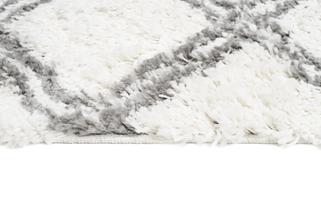Teppichläufer Boho mit Fransen Creme Gitter Shaggy