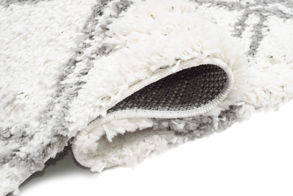 Teppichläufer Boho mit Fransen Creme Gitter Shaggy