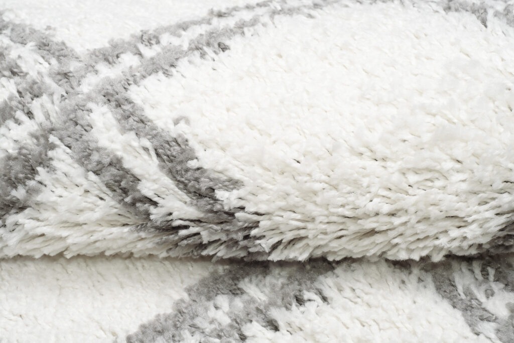 Teppichläufer Boho mit Fransen Creme Gitter Shaggy