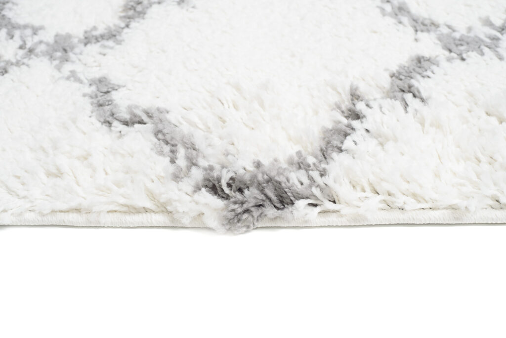Teppichläufer Boho mit Fransen Creme Gitter Shaggy