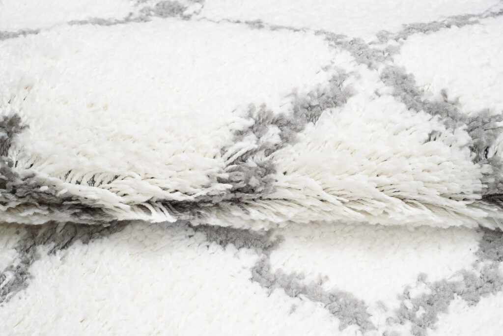 Teppichläufer Boho mit Fransen Creme Gitter Shaggy