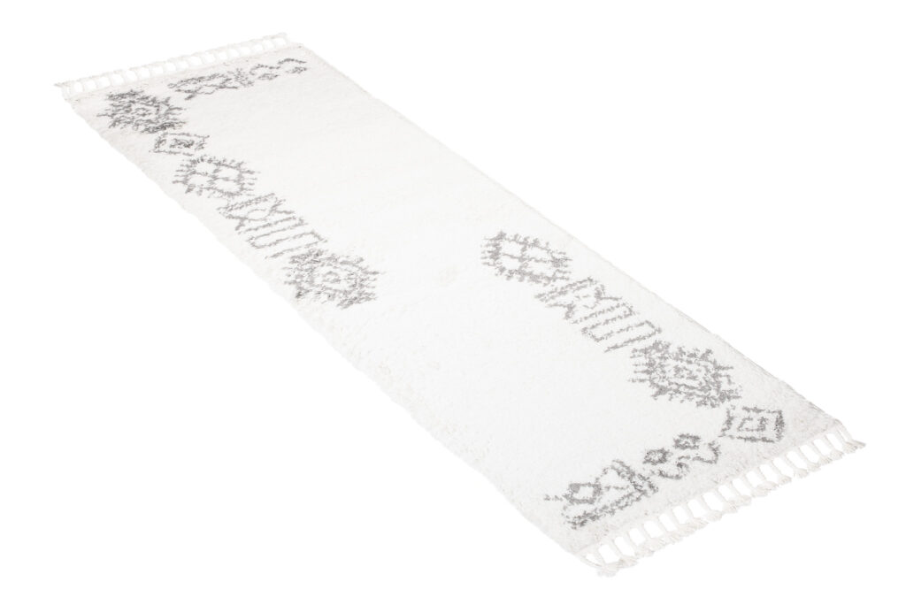 Teppichläufer Boho mit Fransen Creme Ethno Shaggy
