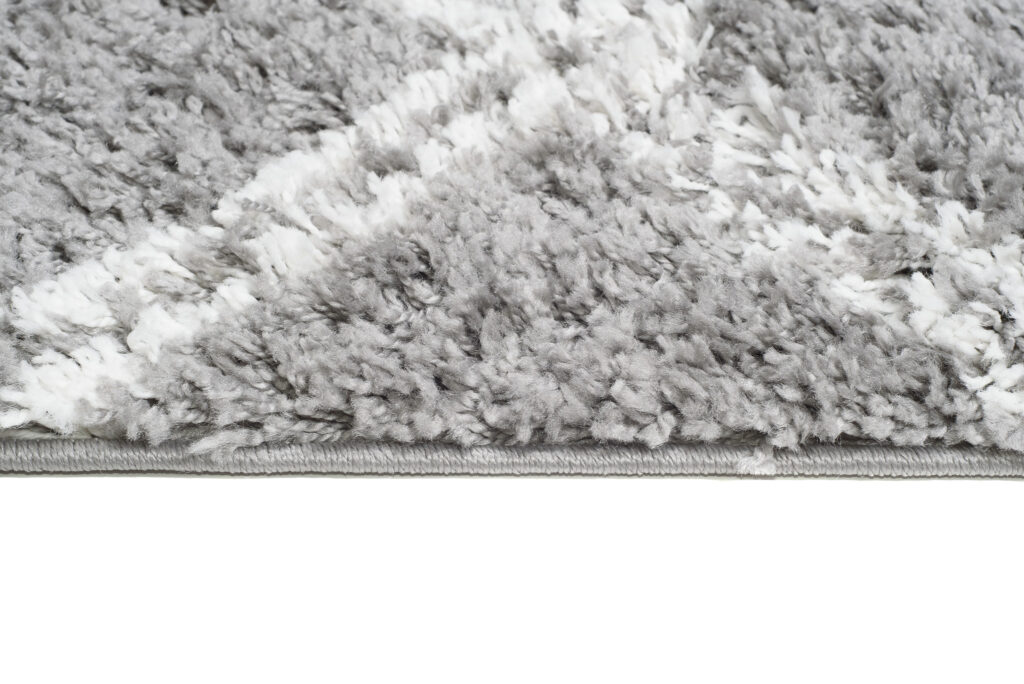 Teppichläufer Boho mit Fransen Grau Gitter Shaggy