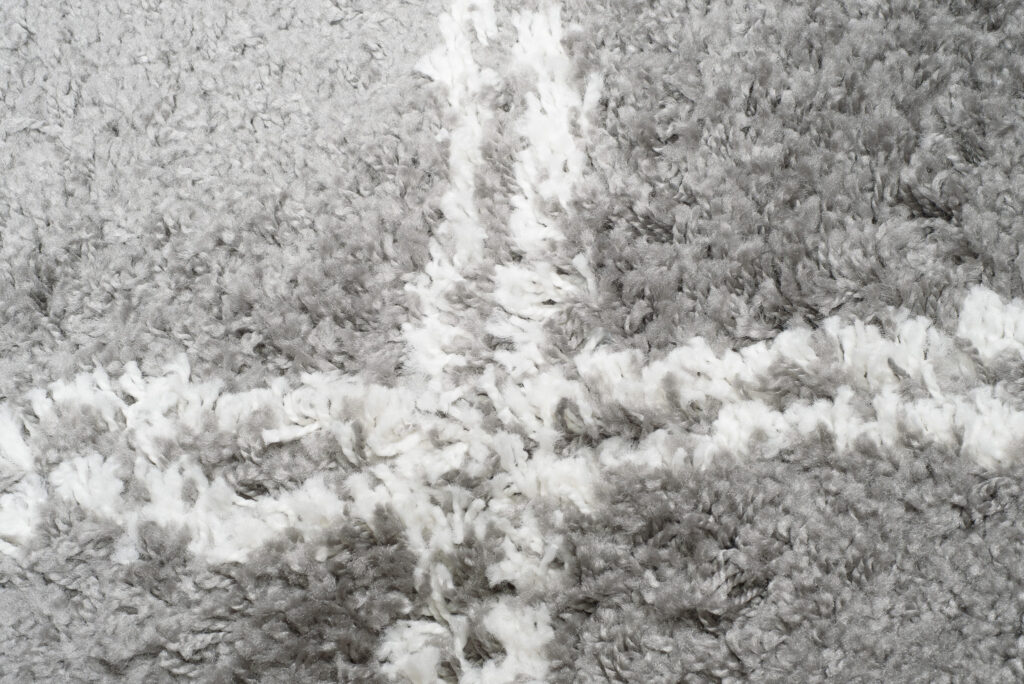 Teppichläufer Boho mit Fransen Grau Gitter Shaggy