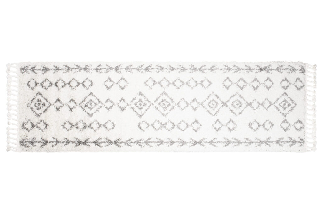 Teppichläufer Boho mit Fransen Creme Geometrisch Shaggy