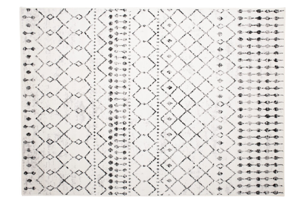 Teppich Juno Ethno Boho Raute Schwarz Creme Grau Kurzflor