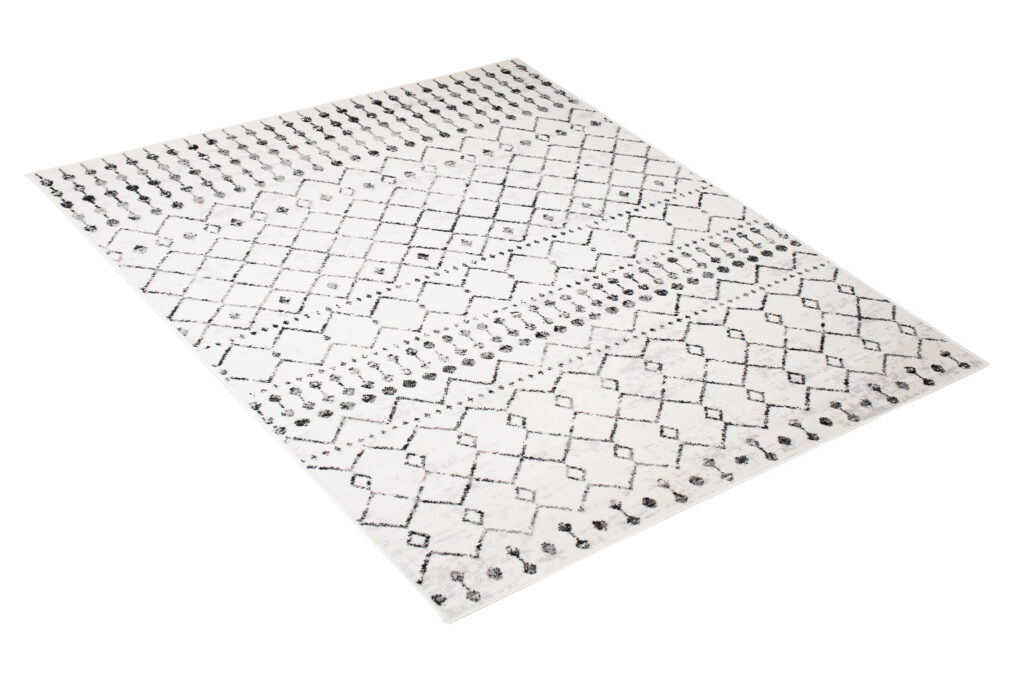 Teppich Juno Ethno Boho Raute Schwarz Creme Grau Kurzflor